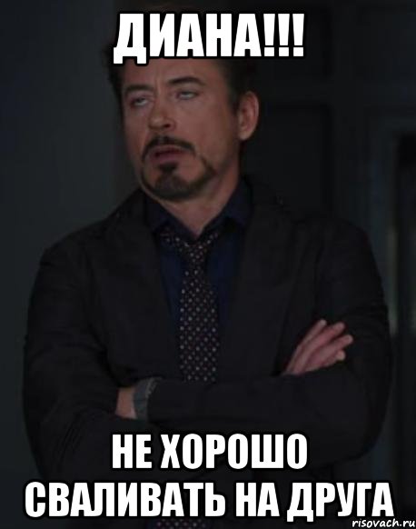 Диана!!! Не хорошо сваливать на друга, Мем твое выражение лица