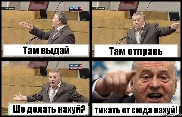 Там выдай Там отправь Шо делать нахуй? тикать от сюда нахуй!, Комикс с Жириновским