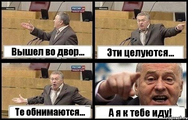 Вышел во двор... Эти целуются... Те обнимаются... А я к тебе иду!, Комикс с Жириновским