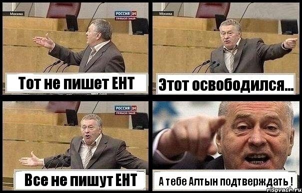 Тот не пишет ЕНТ Этот освободился... Все не пишут ЕНТ А тебе Алтын подтверждать !, Комикс с Жириновским