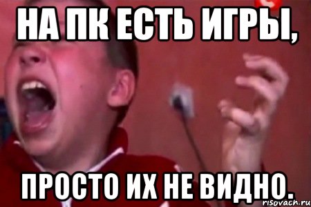 На ПК есть игры, Просто их не видно., Мем  Сашко Фокин орет