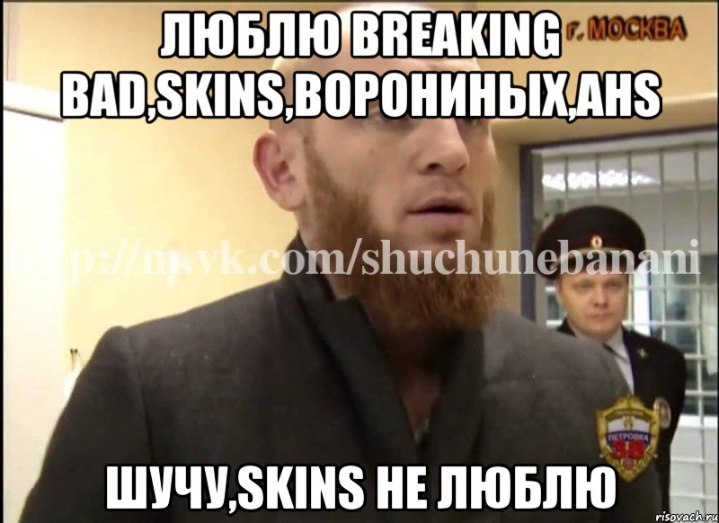 Люблю breaking bad,skins,Ворониных,AHS Шучу,skins не люблю, Мем Шучу