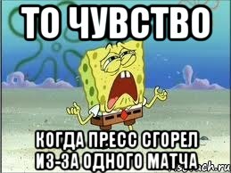 То чувство когда пресс сгорел из-за одного матча, Мем Спанч Боб плачет