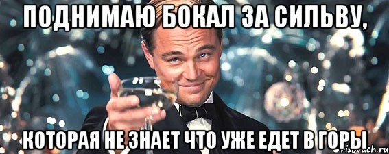 Поднимаю бокал за Сильву, которая не знает что уже едет в горы, Мем  старина Гэтсби