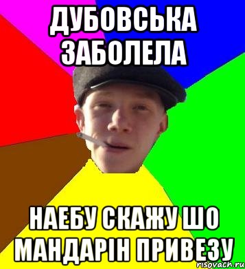 дубовська заболела наебу скажу шо мандарін привезу, Мем умный гопник