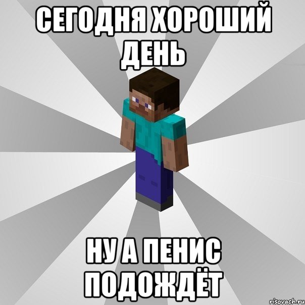 сегодня хороший день ну а пенис подождёт, Мем Типичный игрок Minecraft