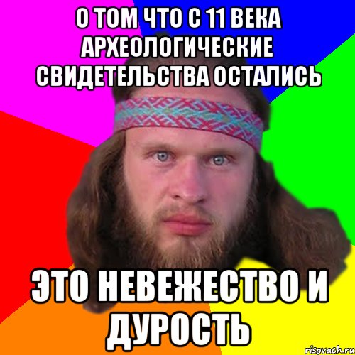 о том что с 11 века АРХЕОЛОГИЧЕСКИЕ свидетельства остались это невежество и дурость, Мем Типичный долбослав