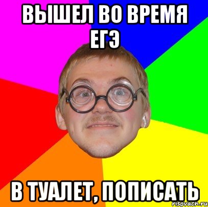 вышел во время ЕГЭ в туалет, пописать, Мем Типичный ботан