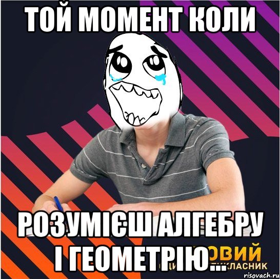 Той момент коли Розумієш Алгебру і Геометрію..., Мем Типовий одинадцятикласник