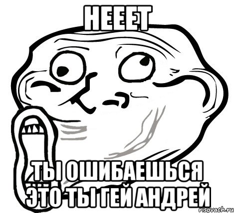 Нееет ты ошибаешься это ты ГЕЙ Андрей, Мем  Trollface LOL