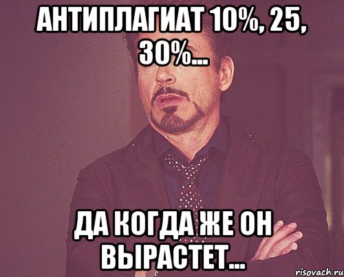 Антиплагиат 10%, 25, 30%... Да когда же он вырастет..., Мем твое выражение лица