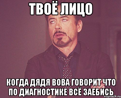 Твоё лицо Когда дядя Вова говорит что по диагностике всё заебись, Мем твое выражение лица