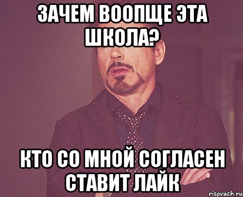 Зачем воопще эта школа? Кто со мной согласен ставит лайк, Мем твое выражение лица