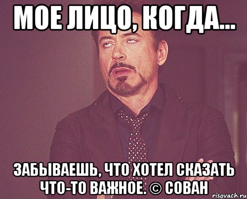 мое лицо, когда... забываешь, что хотел сказать что-то важное. © Сован, Мем твое выражение лица