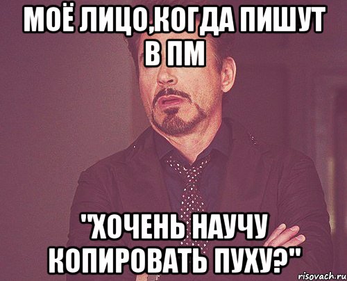 Моё лицо,когда пишут в пм "Хочень научу копировать пуху?", Мем твое выражение лица