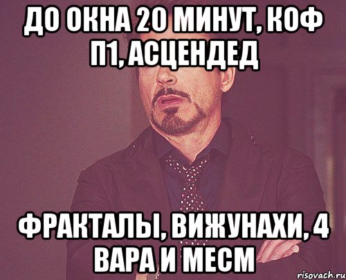 До окна 20 минут, коф п1, асцендед фракталы, вижунахи, 4 вара и месм, Мем твое выражение лица