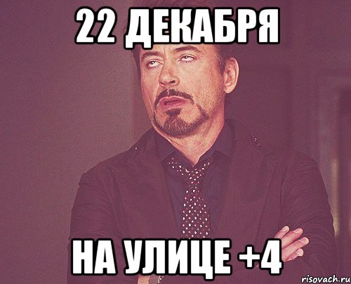 22 декабря на улице +4, Мем твое выражение лица