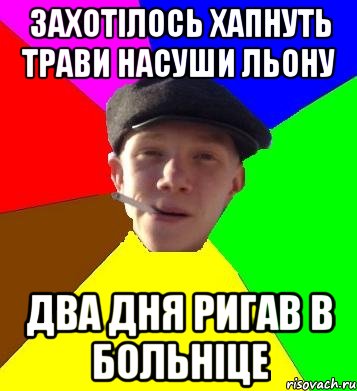 захотілось хапнуть трави насуши льону два дня ригав в больніце, Мем умный гопник