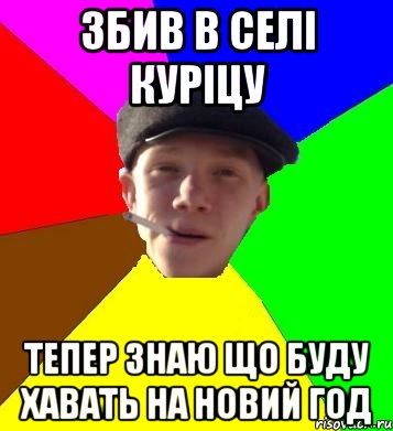 Збив в селі куріцу тепер знаю що буду хавать на Новий Год, Мем умный гопник