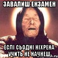 ЗАВАЛИШ ЕКЗАМЕН ЕСЛІ СЬОДНІ НІХРЕНА УЧИТЬ НЕ НАЧНЕШ, Мем Ванга (цвет)