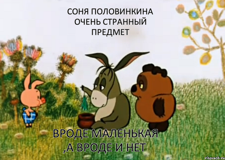 Соня Половинкина очень странный предмет вроде маленькая ,а вроде и нет, Мем Винни Пух Пятачок и Иа