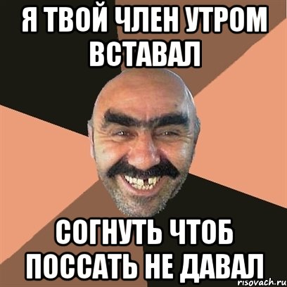 Я ТВОЙ ЧЛЕН УТРОМ ВСТАВАЛ СОГНУТЬ ЧТОБ ПОССАТЬ НЕ ДАВАЛ, Мем Я твой дом труба шатал