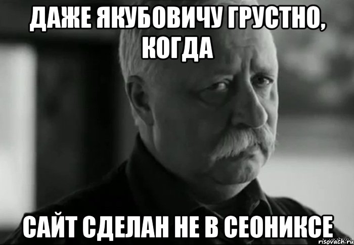 Даже Якубовичу грустно, когда сайт сделан не в СЕОНИКСЕ, Мем Не расстраивай Леонида Аркадьевича