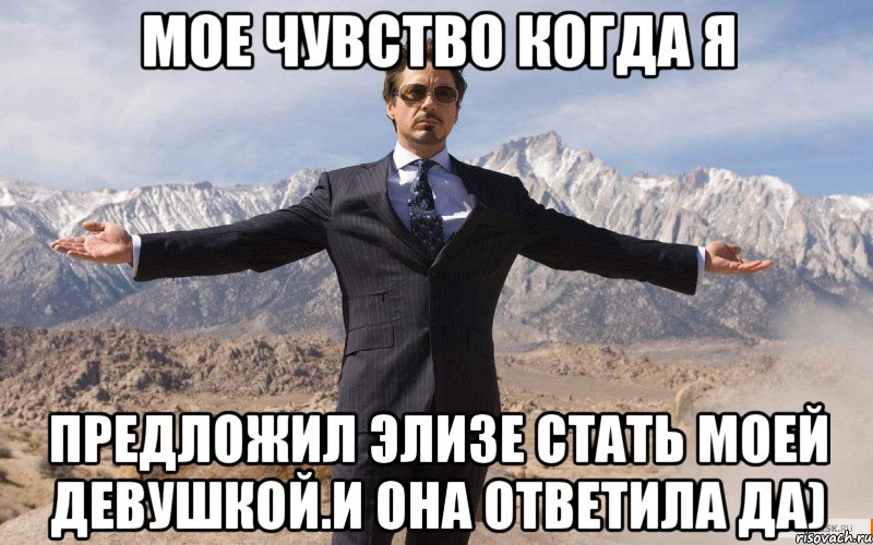 Мое чувство когда я Предложил Элизе стать моей девушкой.И она ответила да), Мем железный человек