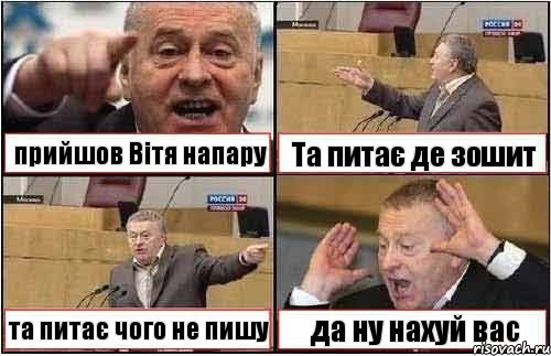 прийшов Вітя напару Та питає де зошит та питає чого не пишу да ну нахуй вас, Комикс жиреновский