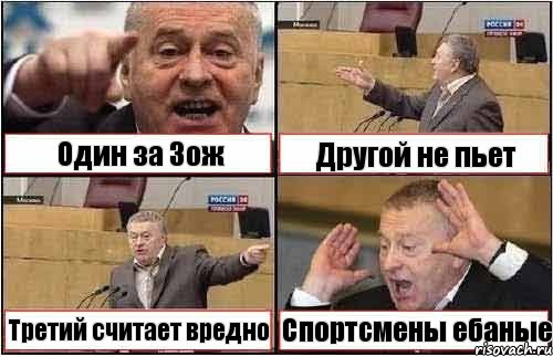 Один за Зож Другой не пьет Третий считает вредно Спортсмены ебаные, Комикс жиреновский