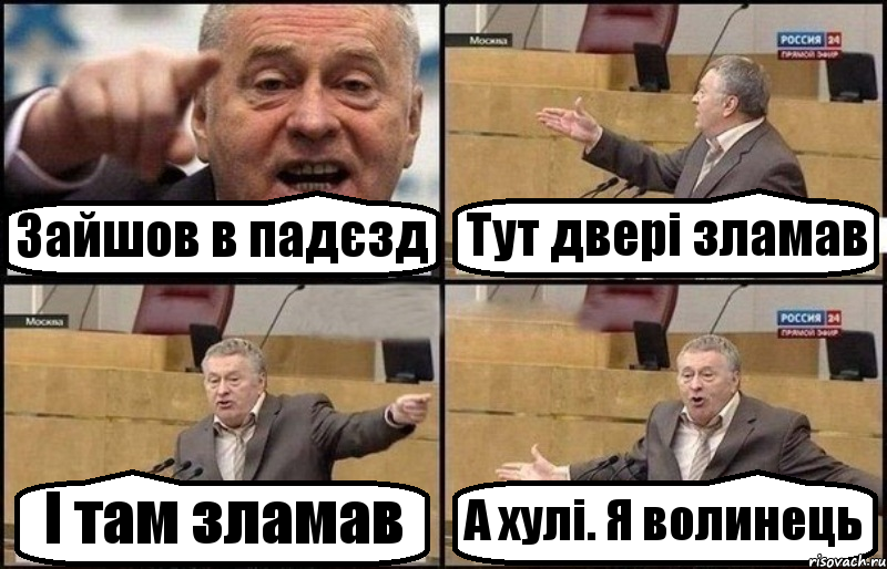 Зайшов в падєзд Тут двері зламав І там зламав А хулі. Я волинець, Комикс Жириновский