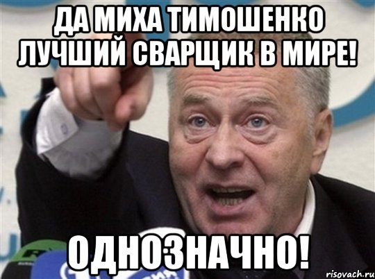 Да Миха Тимошенко лучший сварщик в мире! Однозначно!, Мем  Жириновский