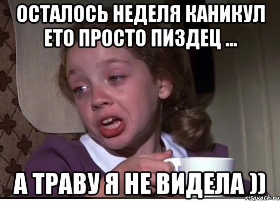 ОСТАЛОСЬ НЕДЕЛЯ КАНИКУЛ ЕТО ПРОСТО ПИЗДЕЦ ... А ТРАВУ Я НЕ ВИДЕЛА )), Мем 32