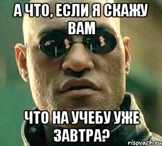 А что, если я скажу вам что на учебу уже завтра?, Мем  а что если я скажу тебе