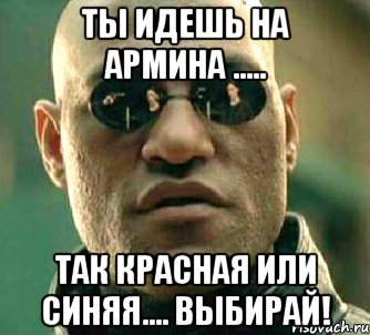 Ты идешь на Армина ..... Так красная или синяя.... Выбирай!, Мем  а что если я скажу тебе