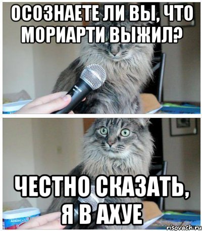 Осознаете ли вы, что Мориарти выжил? Честно сказать, я в ахуе, Комикс  кот с микрофоном