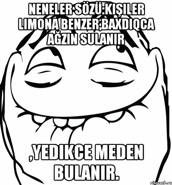 Neneler sözü:Kişiler limona benzer,baxdıqca ağzın sulanır ,yedikce meden bulanır., Мем  аааа