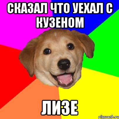 сказал что уехал с кузеном лизе, Мем Advice Dog