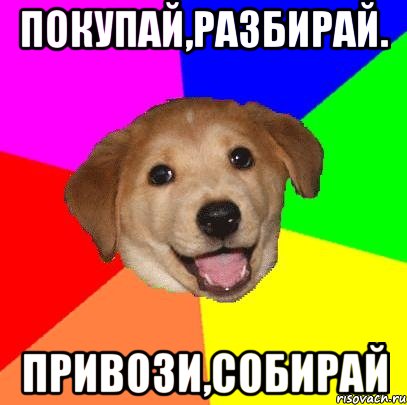 Покупай,разбирай. Привози,собирай, Мем Advice Dog