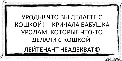 Уроды! Что вы делаете с кошкой!" - кричала бабушка уродам, которые что-то делали с кошкой. Лейтенант Неадекват©, Комикс Асоциальная антиреклама