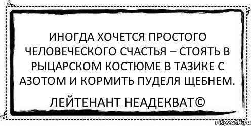 Иногда хочется простого человеческого счастья – стоять в рыцарском костюме в тазике с азотом и кормить пуделя щебнем. Лейтенант Неадекват©, Комикс Асоциальная антиреклама