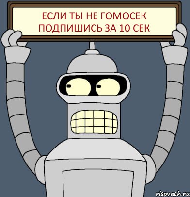 Если ты не гомосек подпишись за 10 сек, Комикс Бендер с плакатом