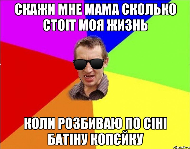 скажи мне мама сколько стоіт моя жизнь коли розбиваю по сіні батіну копєйку, Мем Чьоткий двiж