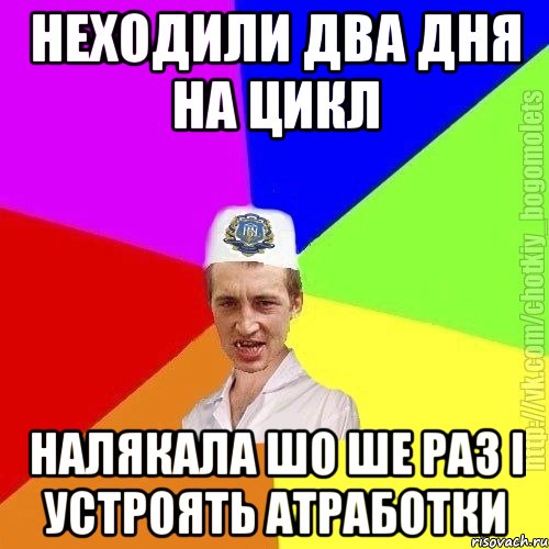 Неходили два дня на цикл Налякала шо ше раз і устроять атработки