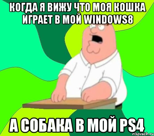 когда я вижу что моя кошка играет в мой windows8 а собака в мой PS4, Мем  Да всем насрать (Гриффин)