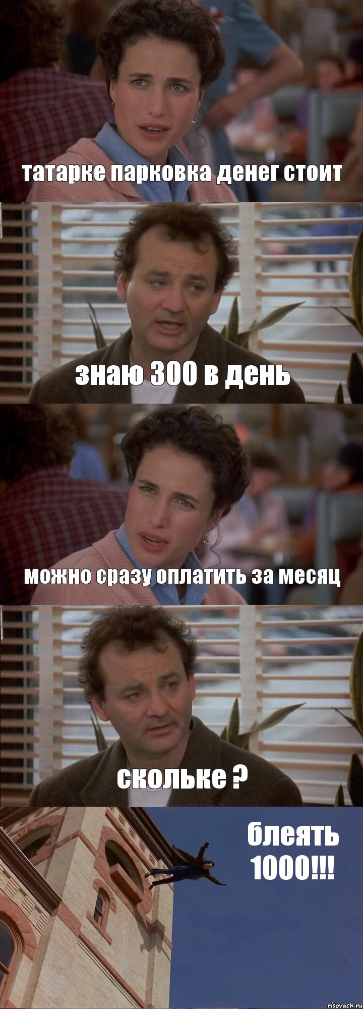 татарке парковка денег стоит знаю 300 в день можно сразу оплатить за месяц скольке ? блеять 1000!!!, Комикс День сурка