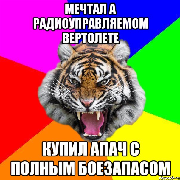 мечтал а радиоуправляемом вертолете купил апач с полным боезапасом, Мем  ДЕРЗКИЙ ТИГР