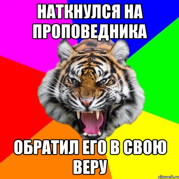 Наткнулся на проповедника Обратил его в свою веру, Мем  ДЕРЗКИЙ ТИГР