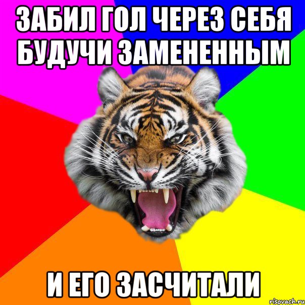 Забил гол через себя будучи замененным И его засчитали, Мем  ДЕРЗКИЙ ТИГР