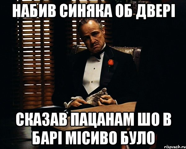 Набив синяка об двері сказав пацанам шо в барі місиво було, Мем Дон Вито Корлеоне